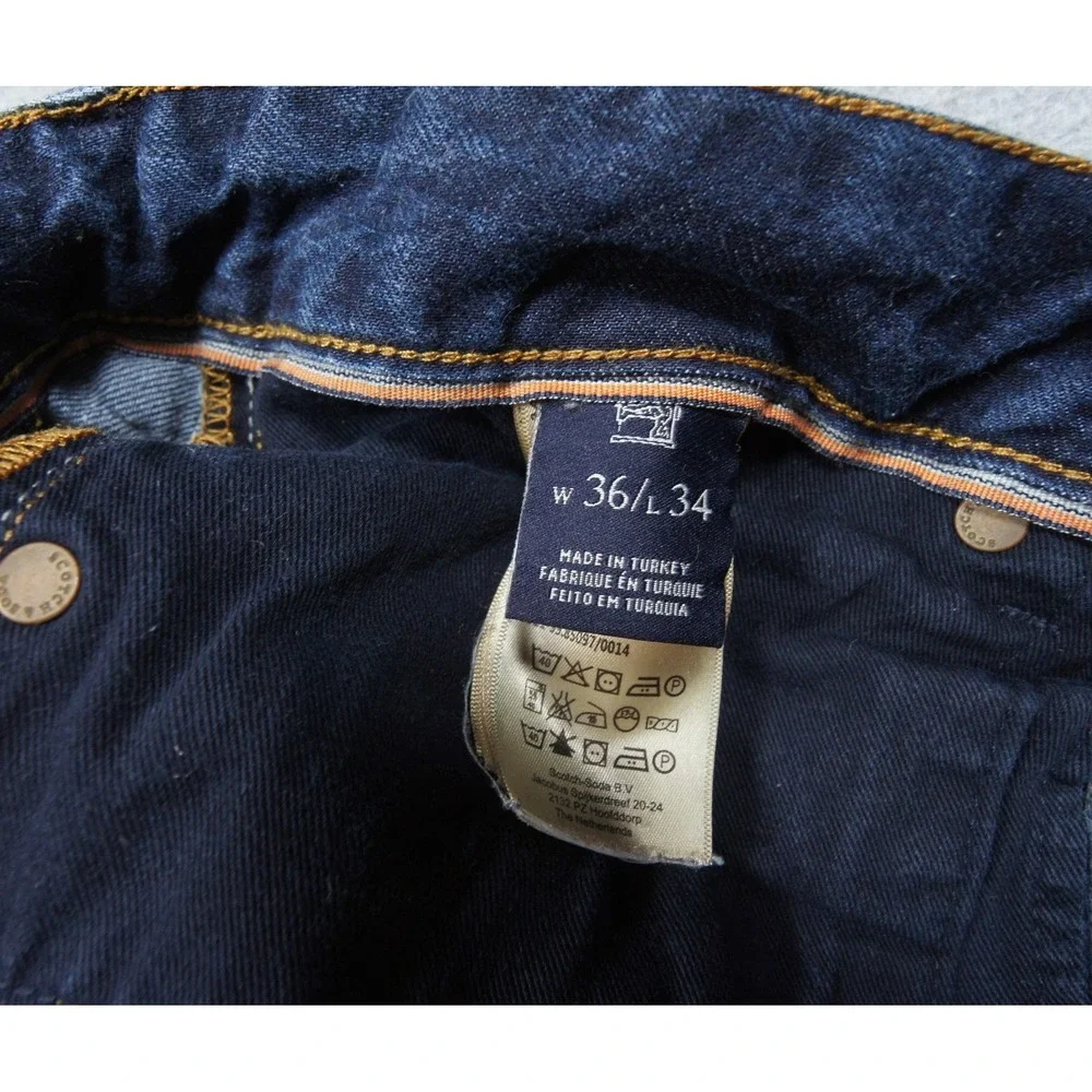 Scotch & Soda Jeans Mens 36x34 Blue Slim Straight Stretch Denim Pants Ralston